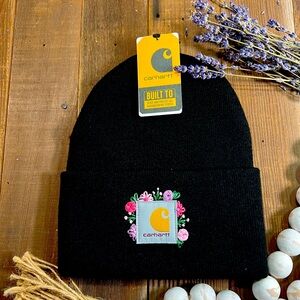 Hand embroidered Carhartt beanie black